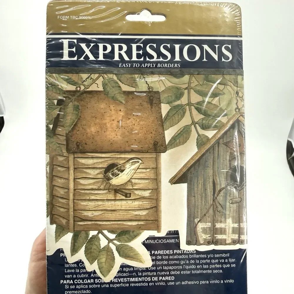 Vtg Expressions Wall Border Birdhouses 5 Yds Lot of 3 Prepasted SB 10250B NOS